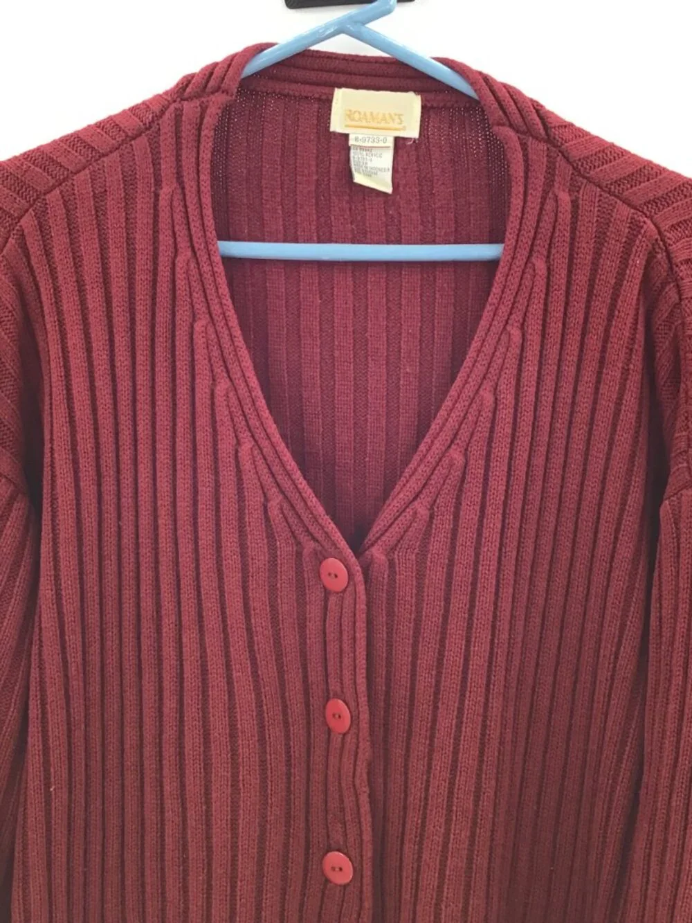 2 V-Neck 3X Tunic Length Sweaters 26/28 Red Gray Cardigan Lagenlook Office Layer - Picture 9 of 13